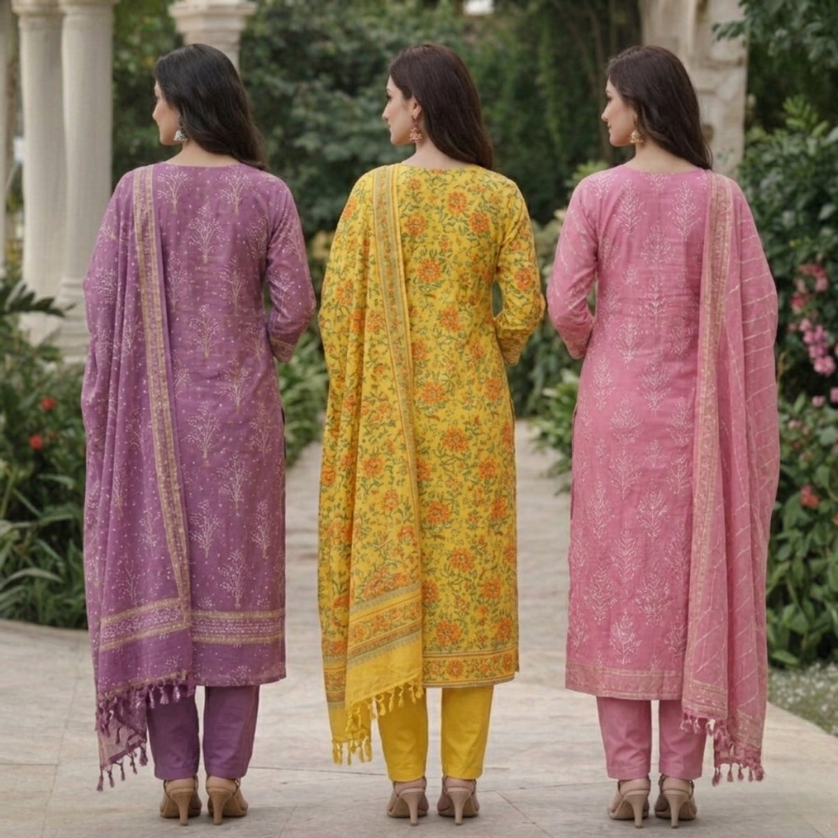 3 Combo Set Kurta, Pants With Dupatta | KS-05