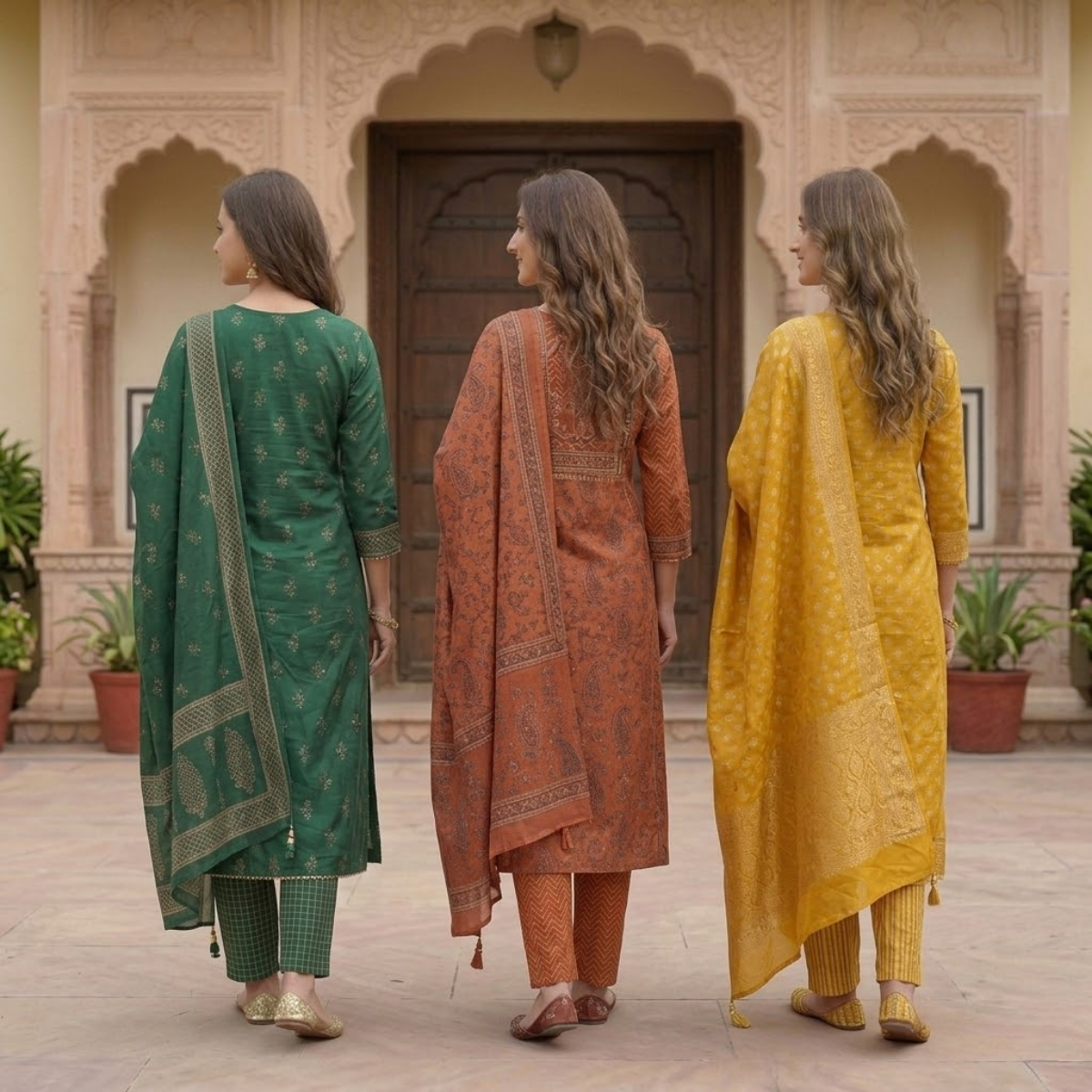 3 Printed kurta, matching pants, and a coordinated dupatta (P3K-3)