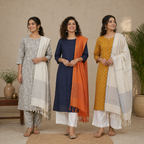 3 Cotton Kurta Set with Dupatta (CK-01)