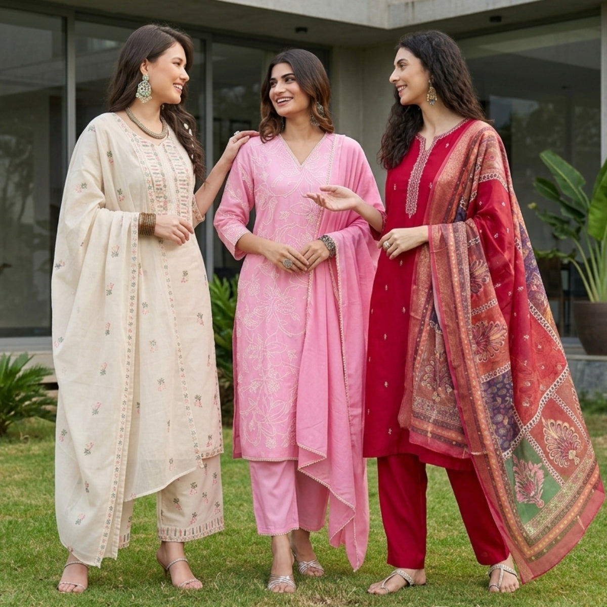 3 Kurta Pants & Dupatta Set  (E-06)