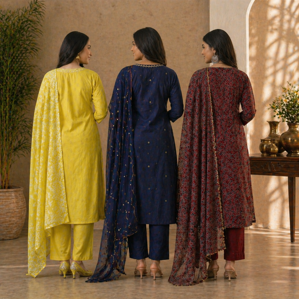 3 Cotton Kurta Set with Dupatta (CK-06)