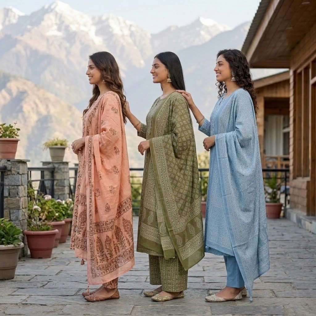 3 Printed kurta, matching pants, and a coordinated dupatta (P3K-7)