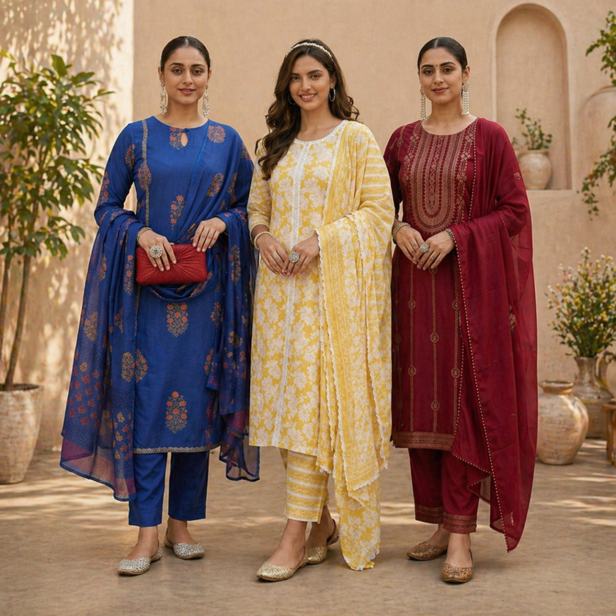 3 Cotton Kurta Set with Dupatta (CK-08)