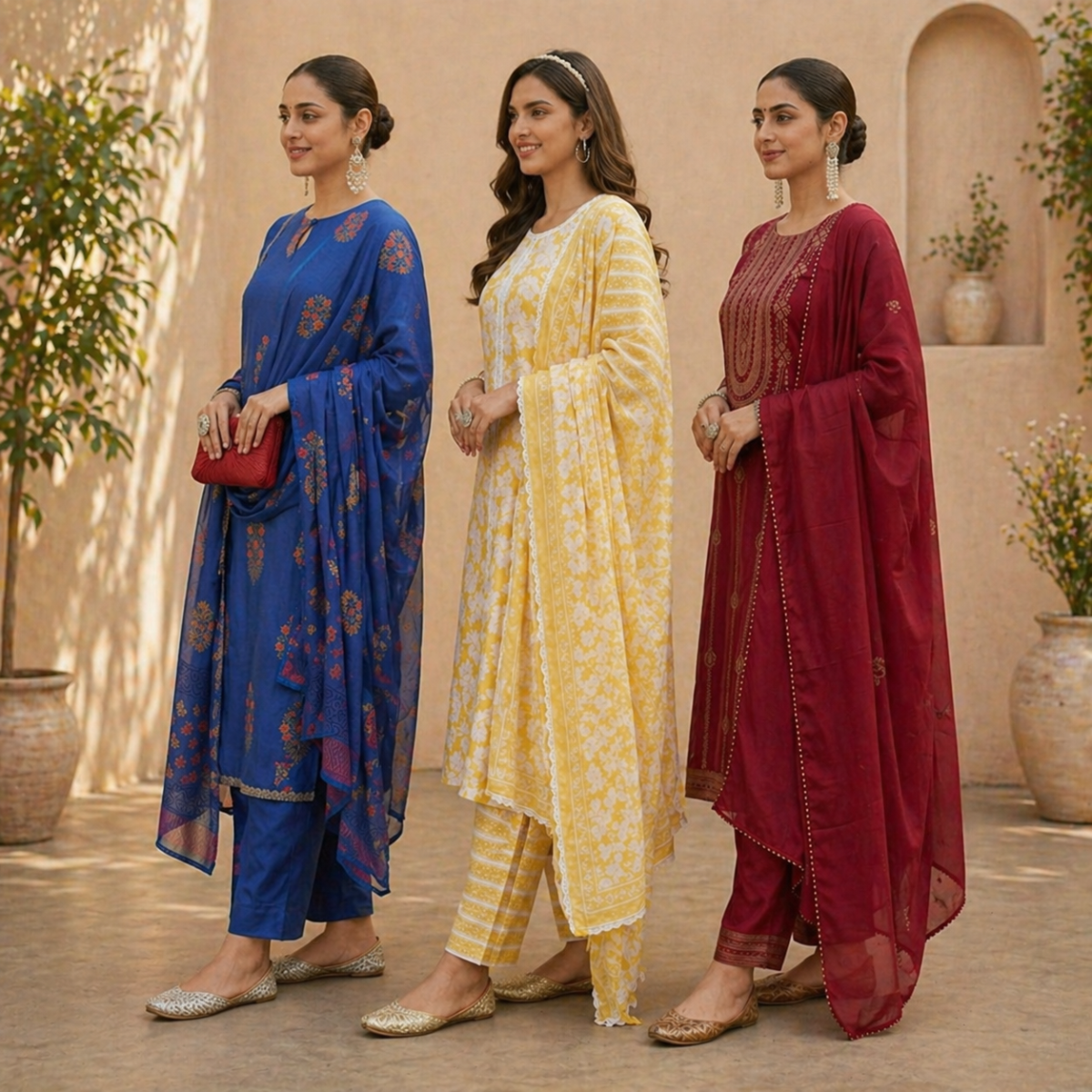3 Cotton Kurta Set with Dupatta (CK-08)