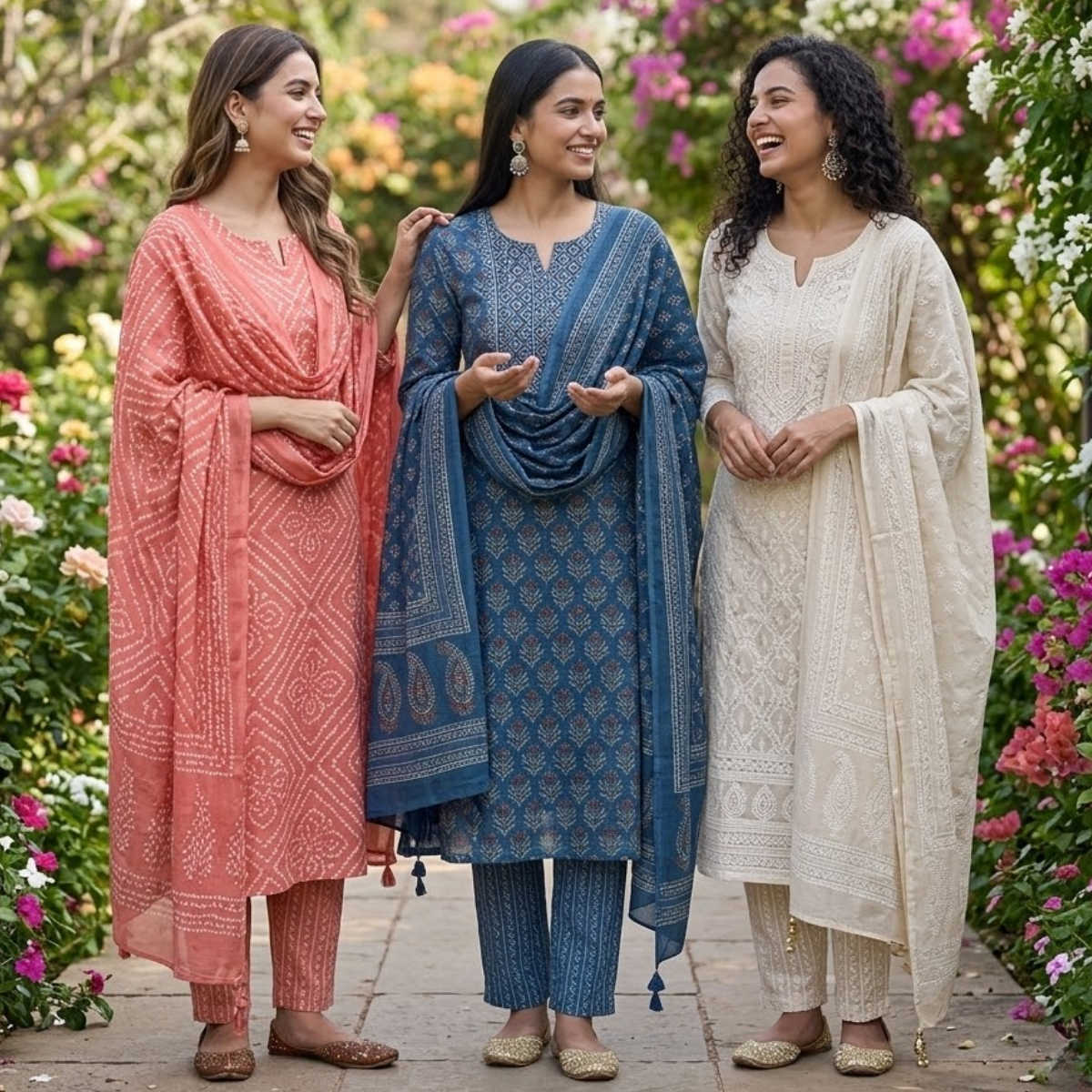 3 Printed kurta, matching pants, and a coordinated dupatta (P3K-9)