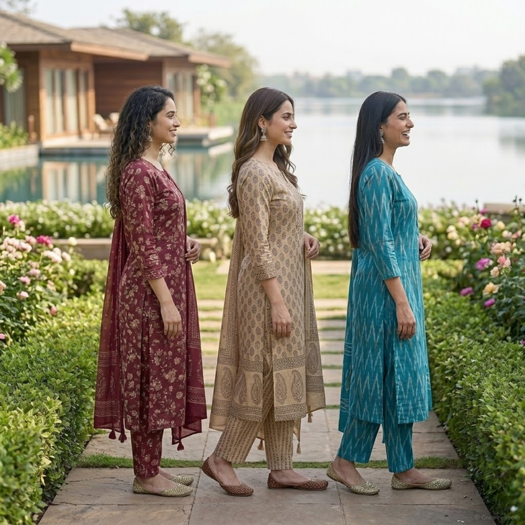 3 Printed kurta, matching pants, and a coordinated dupatta (P3K-10)