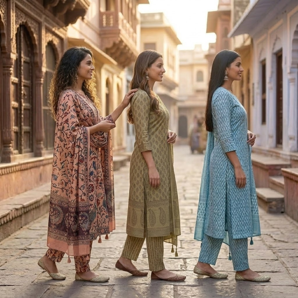3 Printed kurta, matching pants, and a coordinated dupatta (P3K-11)