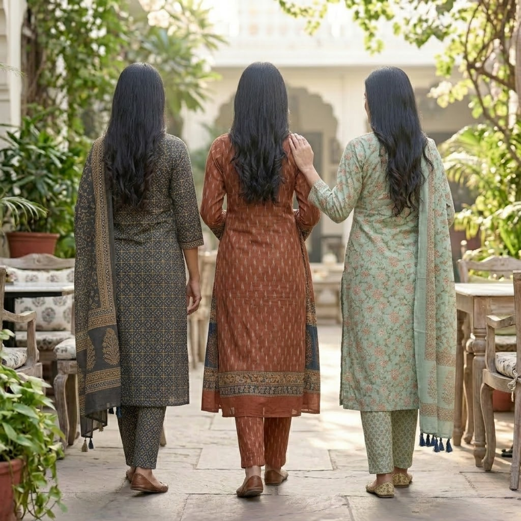 3 Printed kurta, matching pants, and a coordinated dupatta (P3K-15)
