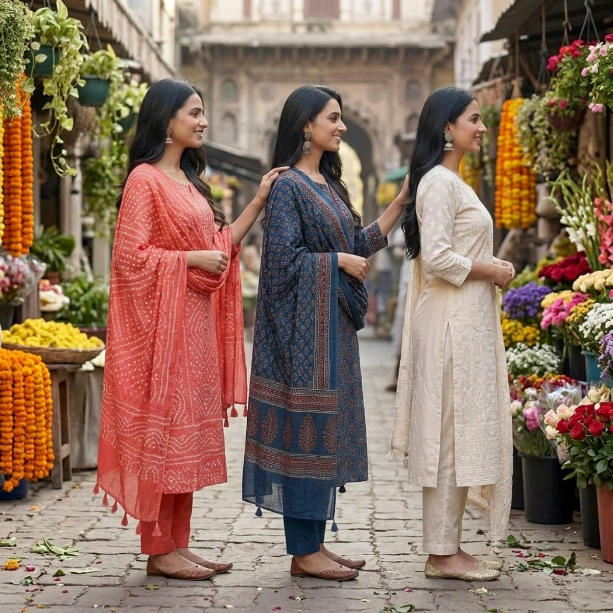 3 Printed kurta, matching pants, and a coordinated dupatta (P3K-16)