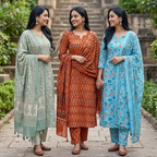 3 Printed kurta, matching pants, and a coordinated dupatta (P3K-17)