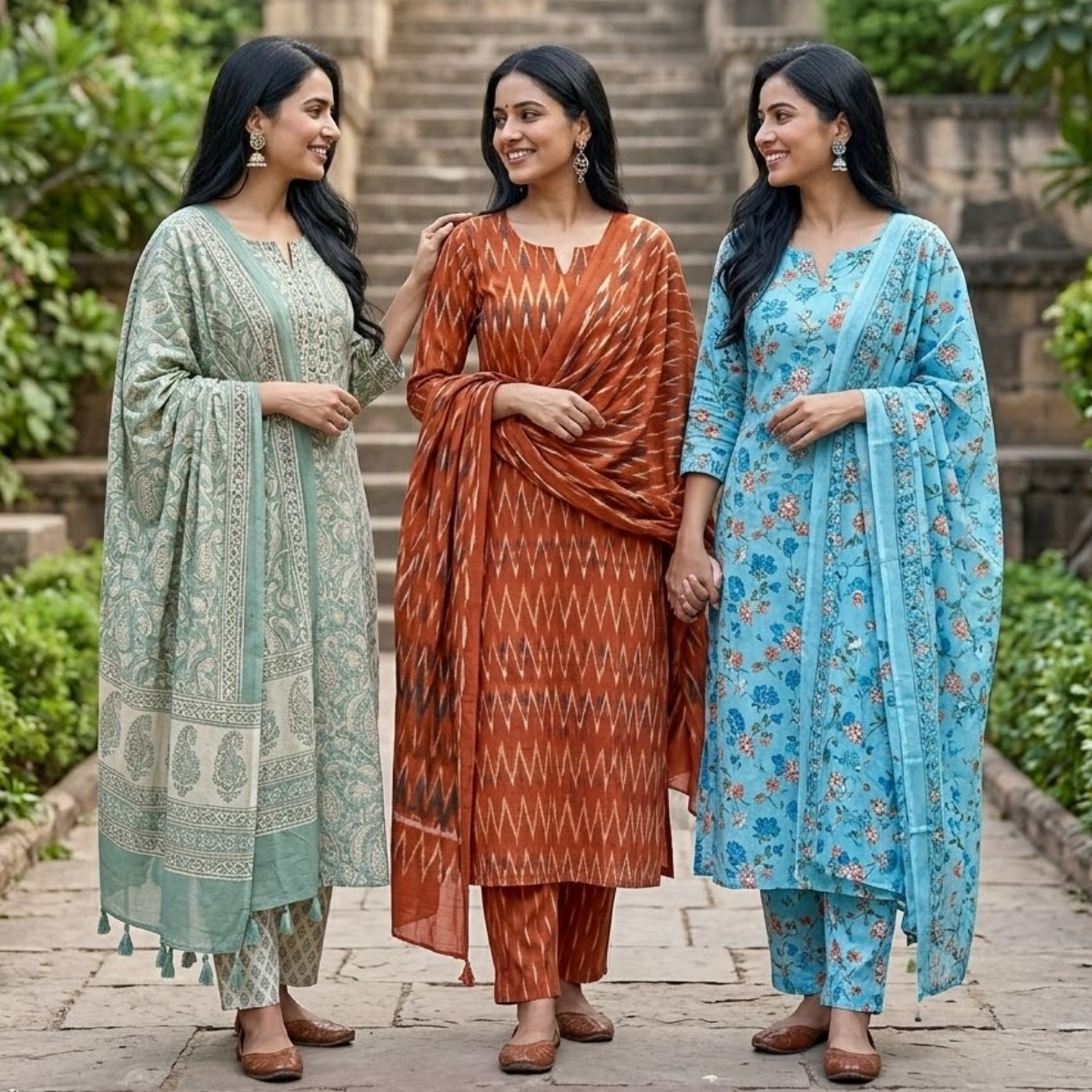 3 Printed kurta, matching pants, and a coordinated dupatta (P3K-17)