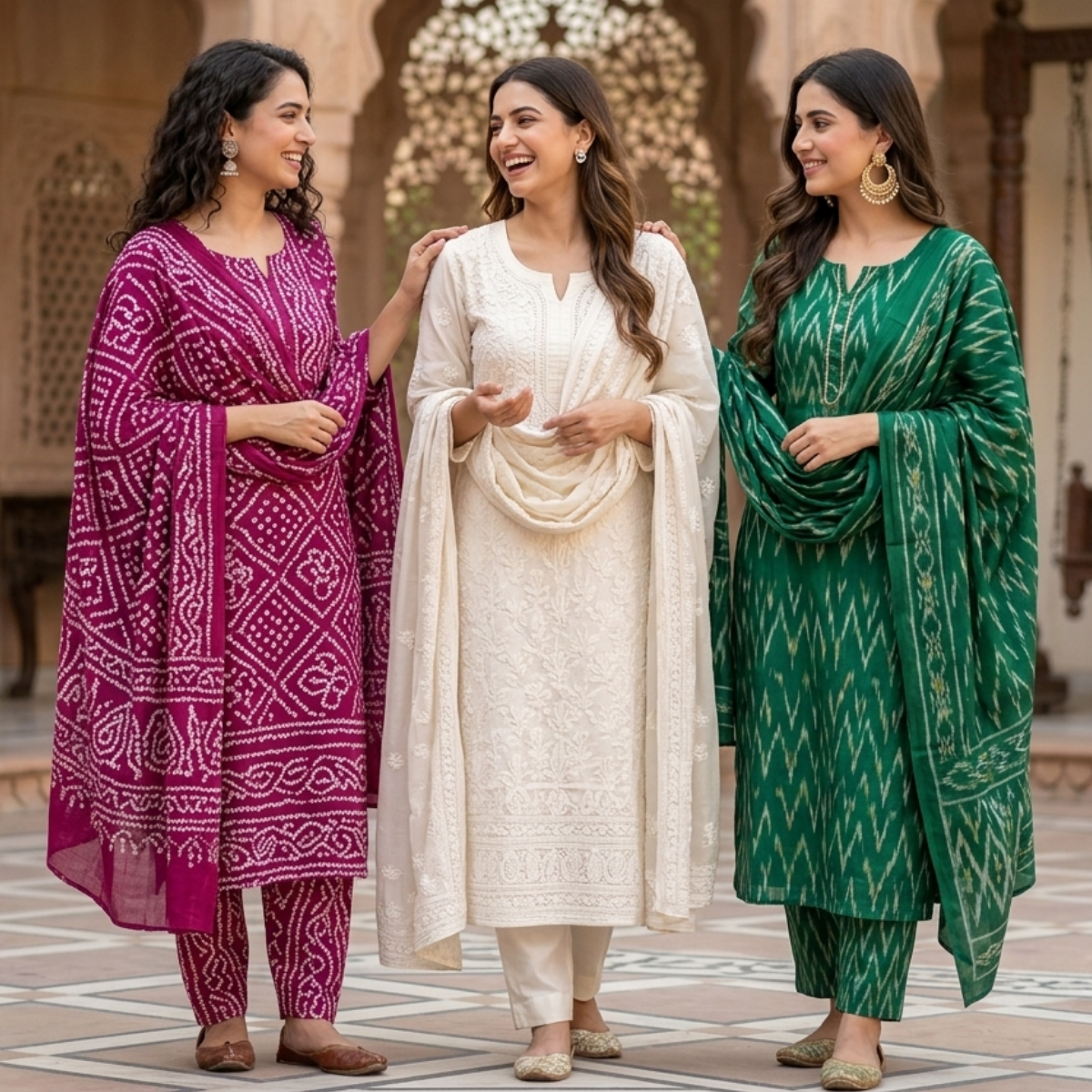 3 Printed kurta, matching pants, and a coordinated dupatta (P3K-19)