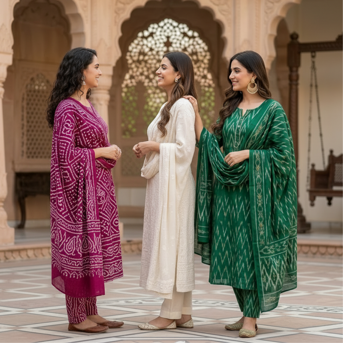 3 Printed kurta, matching pants, and a coordinated dupatta (P3K-19)