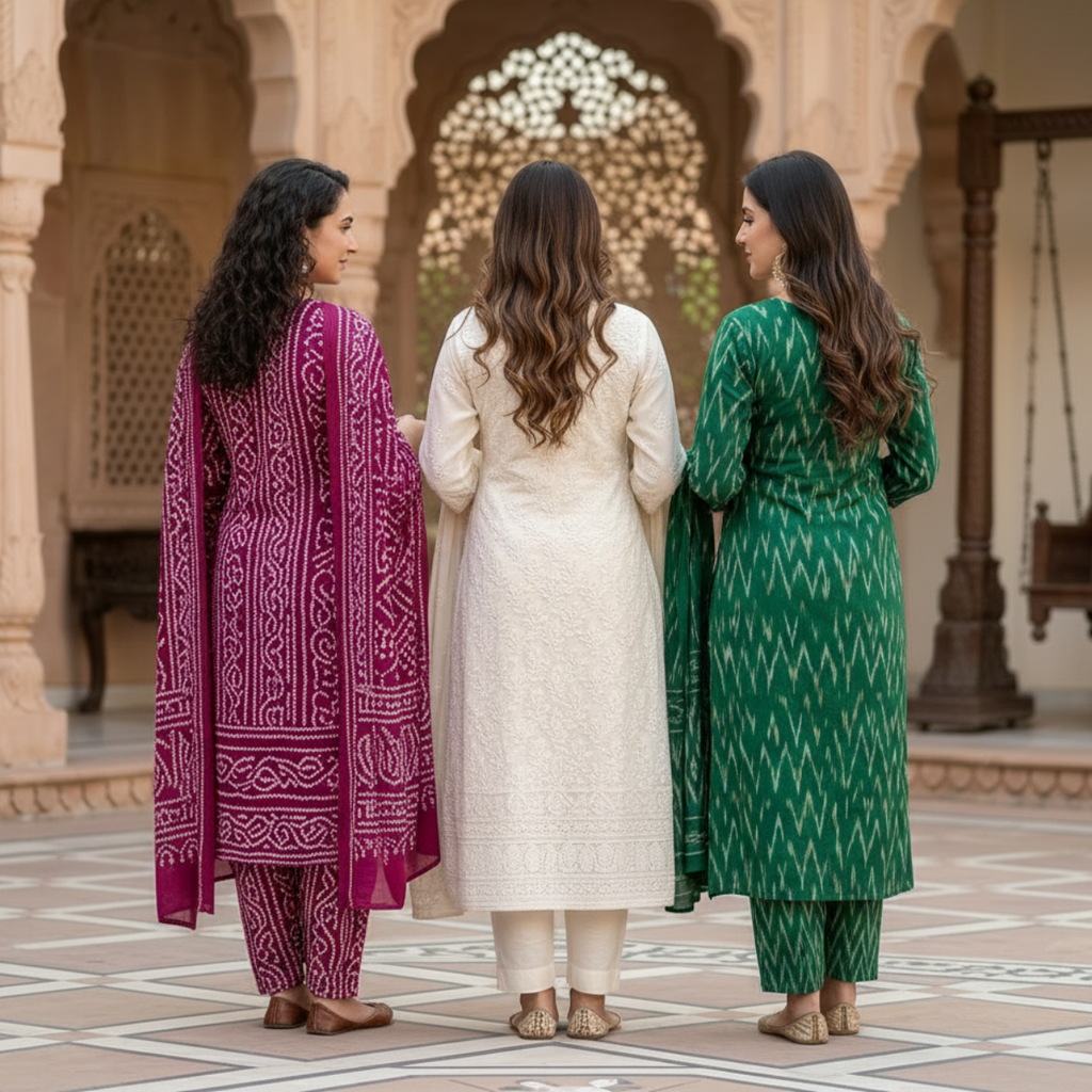 3 Printed kurta, matching pants, and a coordinated dupatta (P3K-19)