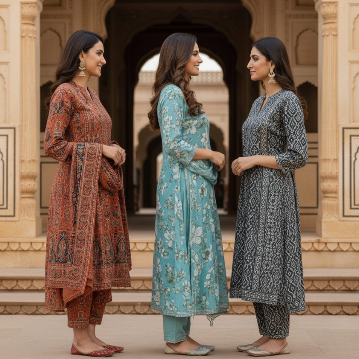 3 Printed kurta, matching pants, and a coordinated dupatta (P3K-20)