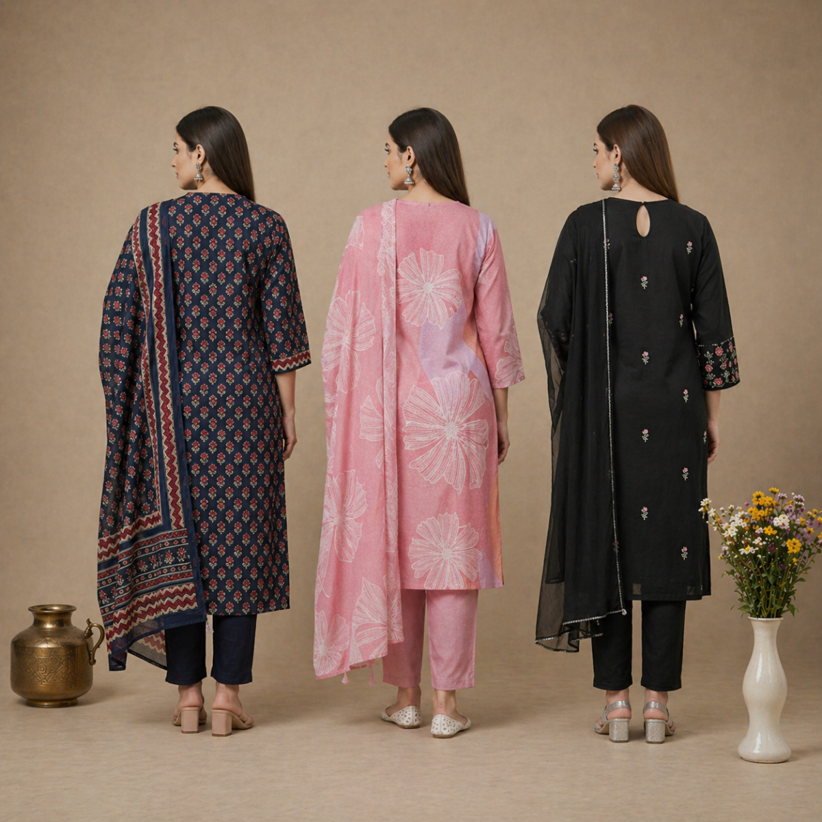 3 Cotton Kurta Set with Dupatta (CK-02)