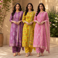 3 Combo Set Kurta, Pants With Dupatta | KS-05
