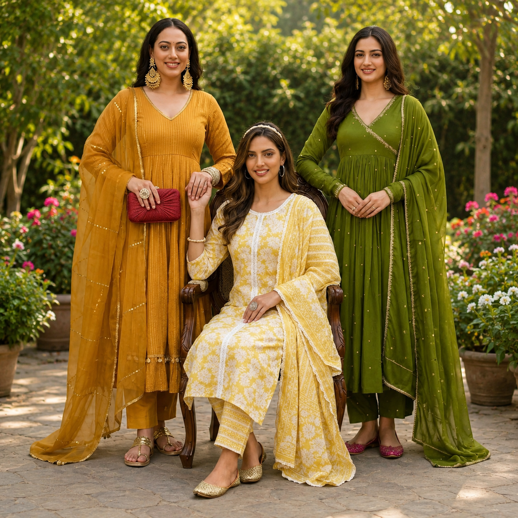 3 Combo Set Kurta, Pants With Dupatta (DMK-1)