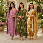 3 Combo Set Kurta, Pants With Dupatta | KS-01