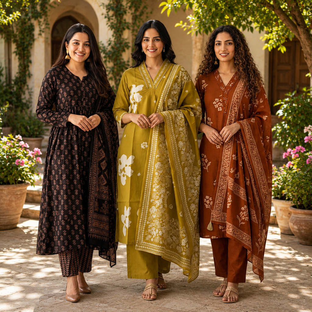 3 Combo Set Kurta, Pants With Dupatta | KS-03